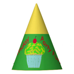 Yellow Green Cupcake Birthday Hats