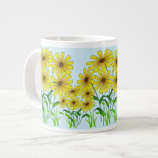 Yellow Green Daisy Flower Floral Nature Design Large Coffee Mug