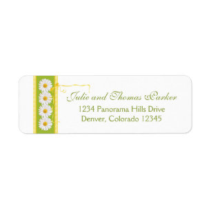Yellow Green Daisy Ribbon Wedding Return Address