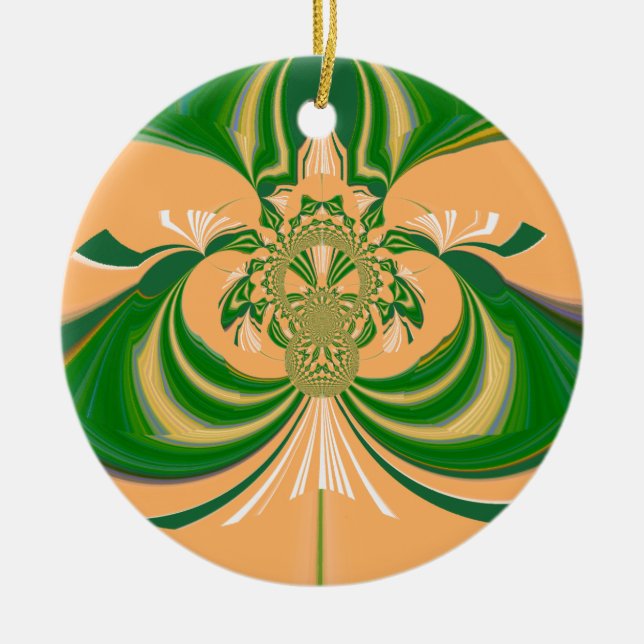 Yellow Green Design. Ceramic Tree Decoration (Front)