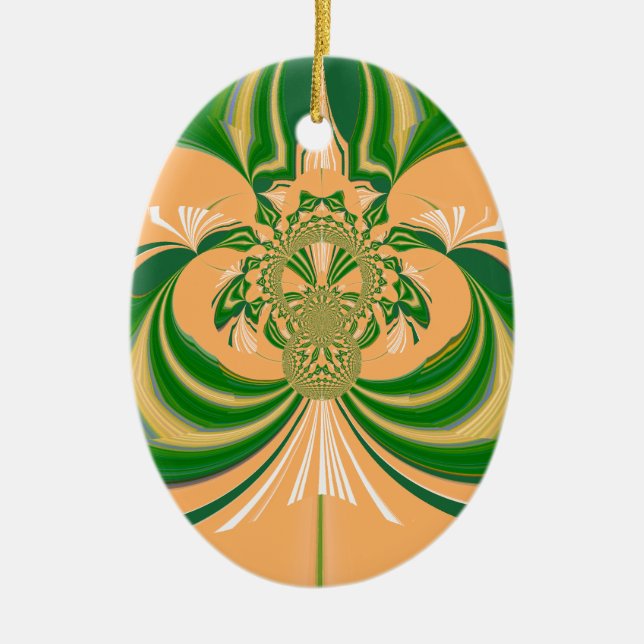 Yellow Green Design. Ceramic Tree Decoration (Front)