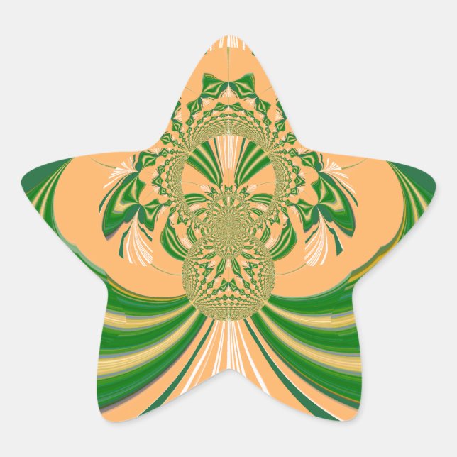 Yellow Green Design. Star Sticker (Front)