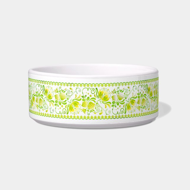 Yellow Green Dog Bowl (Left)