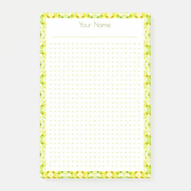 Yellow Green Dot Grid Layout College Plan Planner Post-it Notes (Front)
