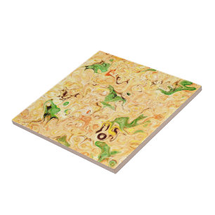Yellow Green Faux Marble Stone Ceramic Tile