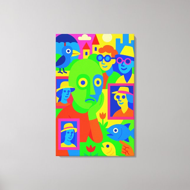 Yellow Green Fish Face Canvas Print (Front)