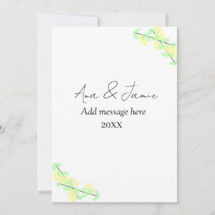 yellow green floral abstract wedding couple name d invitation