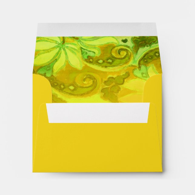 Yellow Green Floral Watercolor RSVP Envelope (Back (Bottom))
