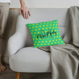 Yellow green Flower daisies botanical Floral Cushion