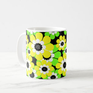 Yellow green flowers coffee mug