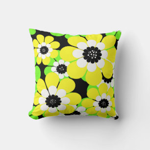 Yellow green flowers cushion