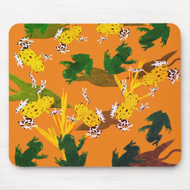 Yellow Green Frogs Pattern Mouse Pad (Front)