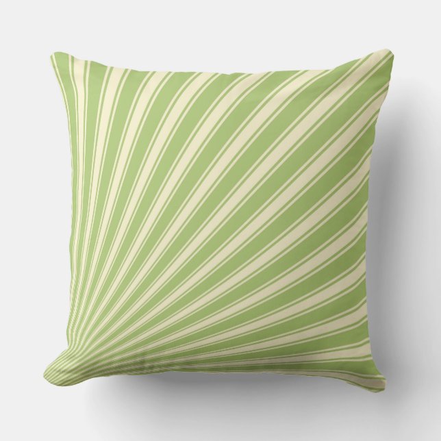 Yellow-green Funky Sun Rays Background Cushion (Front)
