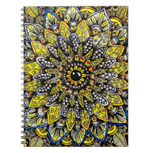 Yellow Green Hand Drawn Mandala Design Notebook