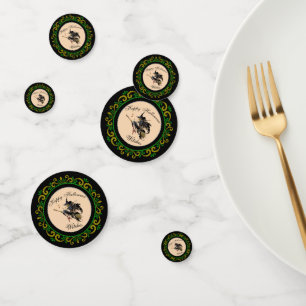 Yellow Green Happy Halloween Witches Confetti