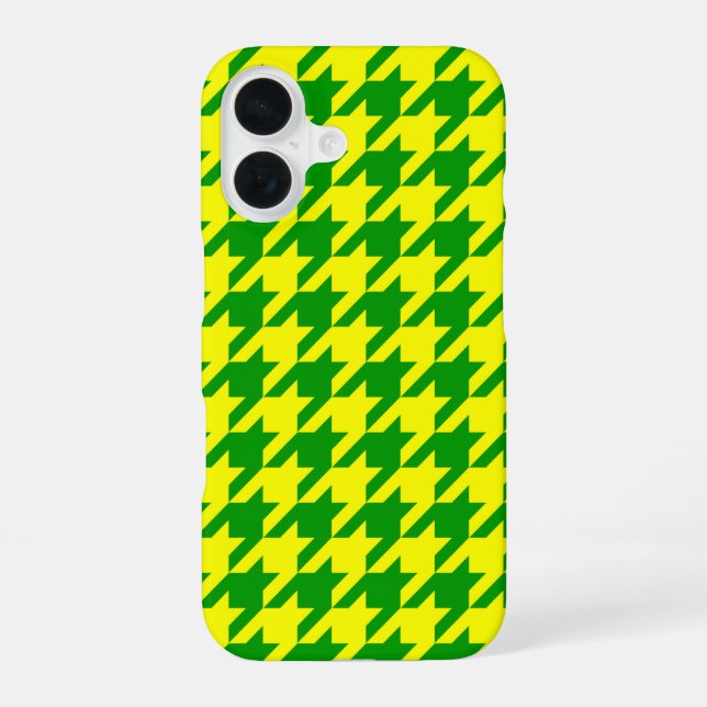 Yellow Green Houndstooth Design  iPhone 16 Case (Back)