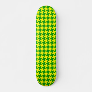 Yellow Green Houndstooth Design Skateboard