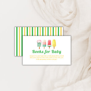 Yellow Green Ice Cream Pop Books For Baby Shower Enclosure Card