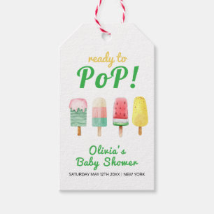 Yellow Green Ice Cream Ready To Pop Baby Shower  Gift Tags