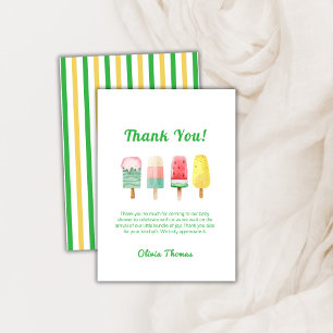 Yellow Green Ice Cream Ready To Pop Baby Shower Thank You Card