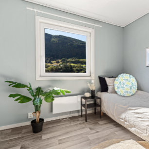 Yellow green leaves pattern round cushion