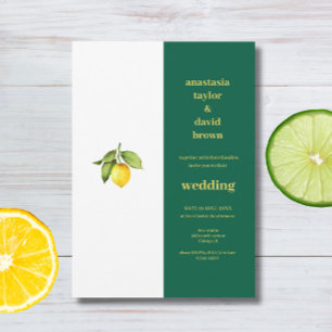 Yellow Green Lemon Wedding Invitation