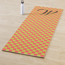 Yellow Green & Light Pink Chequerboard Monogrammed