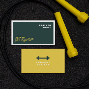 Yellow Green Minimalist Personal Trainer Gym Coach Business Card