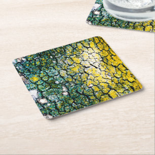 Yellow Green Nature Square Paper Coaster