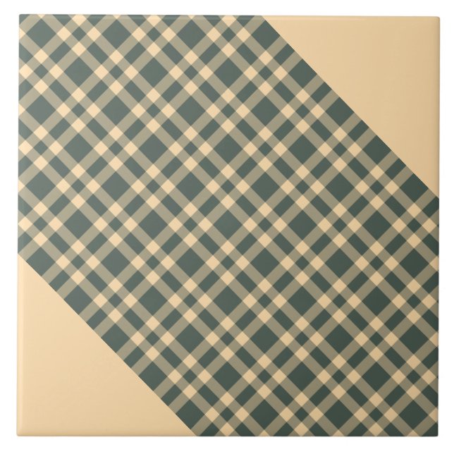 Yellow Green Plaid Pattern Tile (Front)