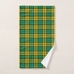 Yellow Green Plaid Tartan Pattern Design  Hand Towel