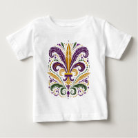 Yellow, green purple fleur de lis feathers
