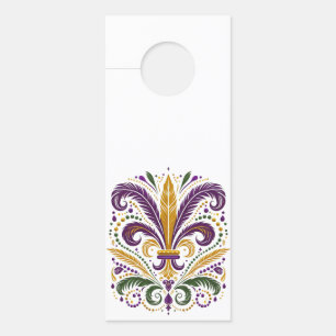 Yellow, green purple fleur de lis feathers door hanger