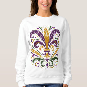 Yellow, green purple fleur de lis feathers sweatshirt