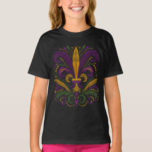 Yellow, green purple fleur de lis feathers T-Shirt
