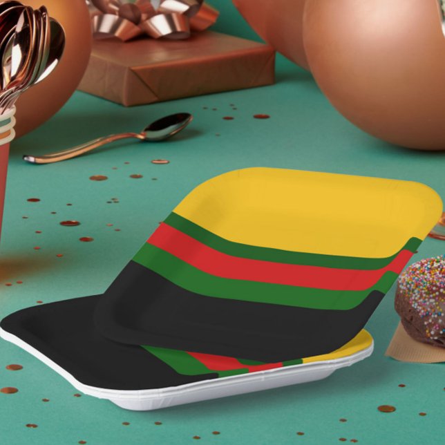 Yellow Green Red Black Colour Block Design  Paper Plate (Creator Uploaded)