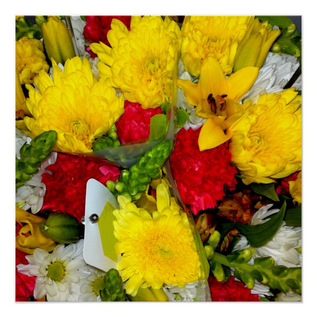 Yellow Green Red Flower Mix Poster (Front)