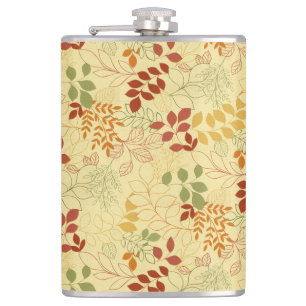 YELLOW GREEN RED ORANGE AUTUMN LEAVES HIP FLASK
