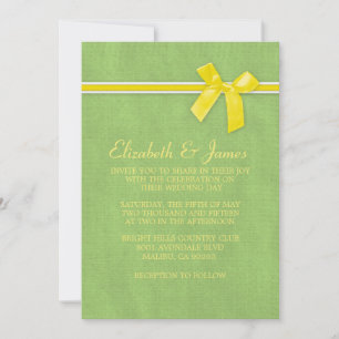 Yellow & Green Rustic Burlap Wedding Invitations