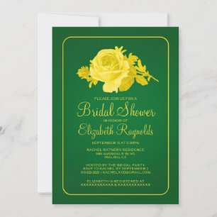 Yellow Green Rustic Floral Bridal Shower Invites