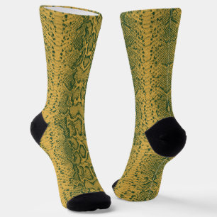 Yellow Green Snake Skin Animal Print Socks