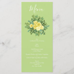 Yellow & Green Spring Rose Vintage Wedding Menu