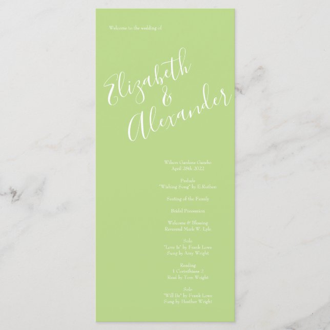 Yellow & Green Spring Rose Vintage Wedding Menu (Front)
