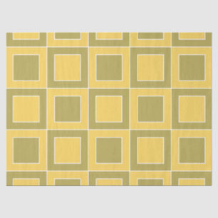 Yellow Green Squares Geometric Pattern Tissue Paper