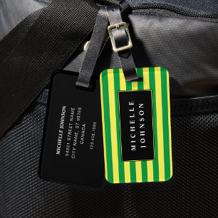 Yellow Green Striped Luggage Tag