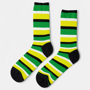 Yellow Green Stripes Pattern Socks