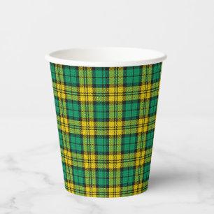 Yellow Green Tartan Plaid Paper Cups