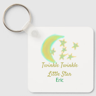 Yellow green twinkle Twinkle Little Star add name Key Ring