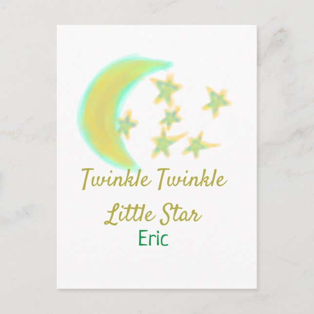 Yellow green twinkle Twinkle Little Star add name  Postcard (Front)