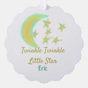 Yellow green twinkle Twinkle Little Star add name Tree Decoration Card